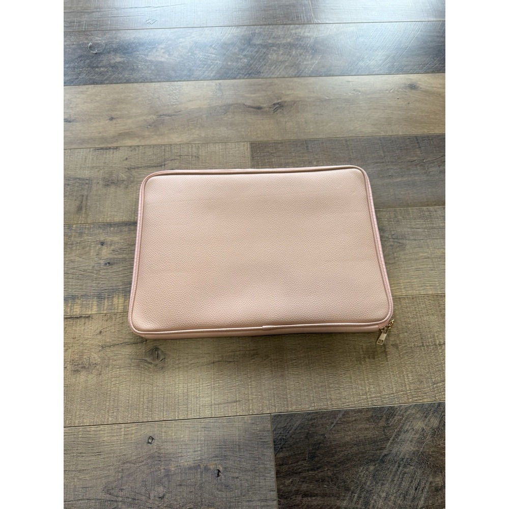 Threshold Tech Laptop Storage Pouch Pink Faux Leather Gold Zip 1.5"X11.25"X15.75